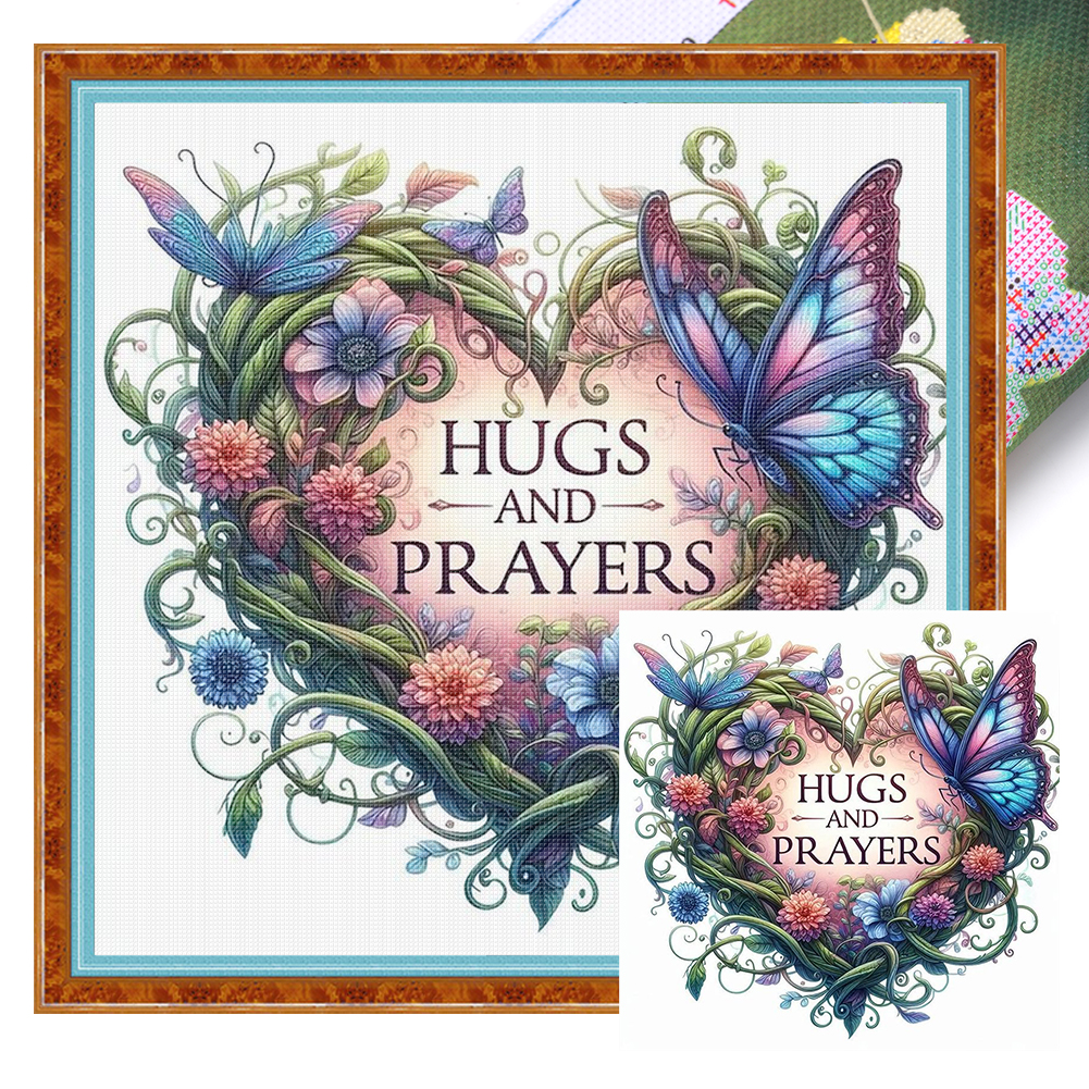 Huacan 11CT Stamped Cross Stitch - Love butterfly(40*40cm)