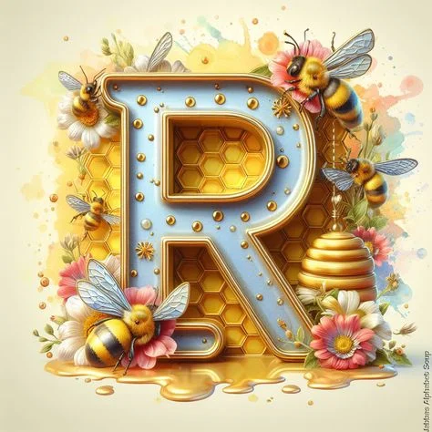 Diamond Painting - Full Round Drill - Bee Alphabet(Canvas|30*30cm)