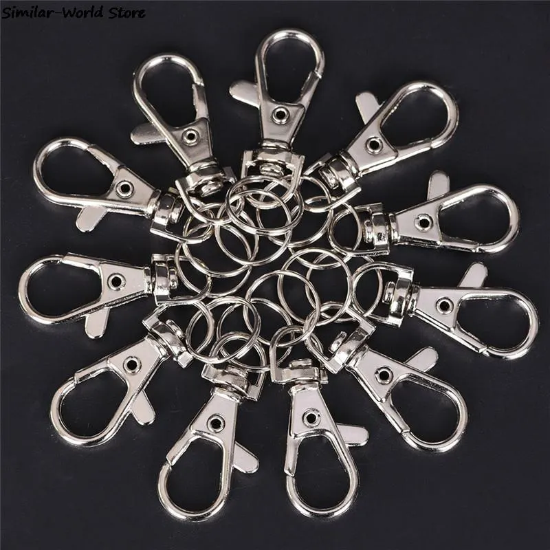 10pcs Key Chain Ring Metal Swivel Lobster Clasp Clips Classic Key Hooks Keychain Split Ring DIY Bag Jewelry Wholeales