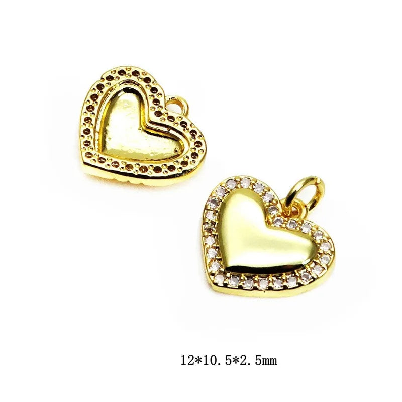 1 Piece 10*11mm 10*13mm 12*10.5mm Copper Zircon Star Heart Shape Flower Jewelry Accessories Pendant
