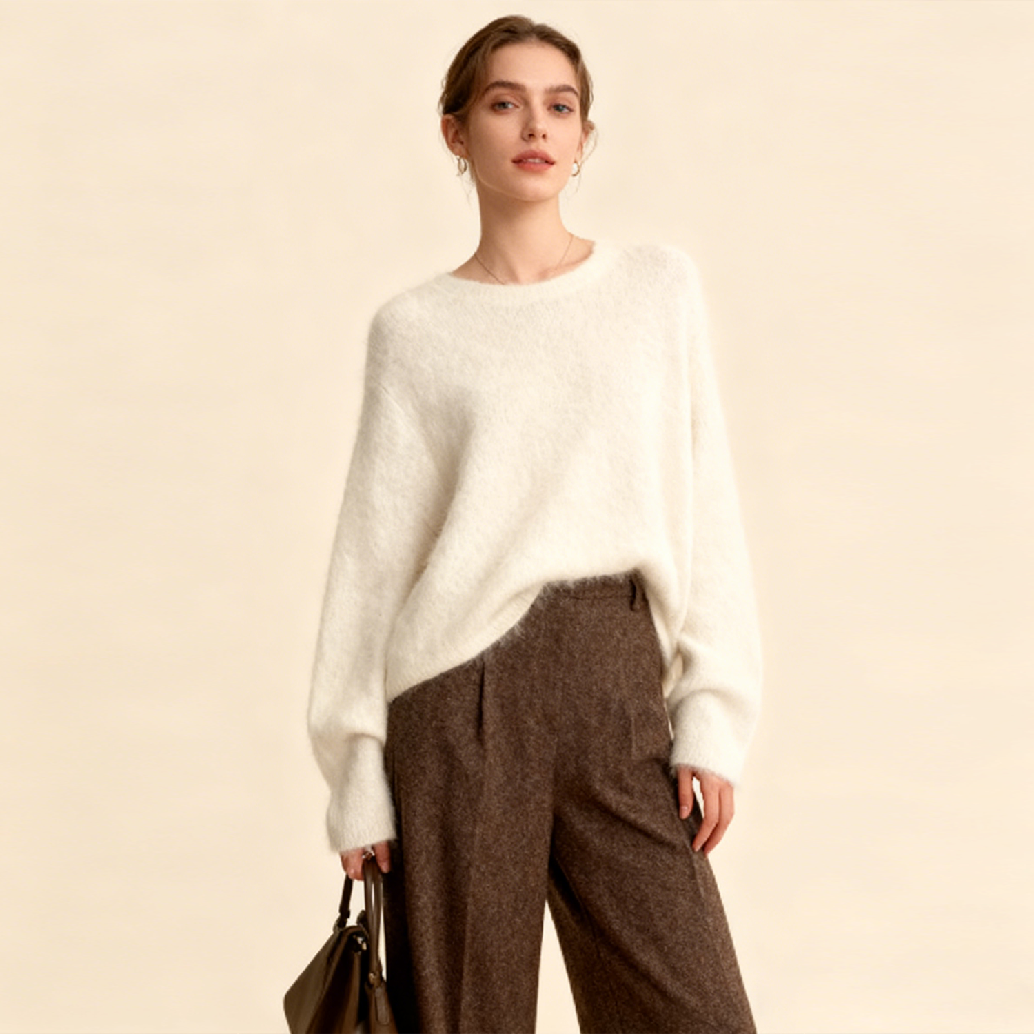 Women's Heavyweight Brushed Cashmere Sweater  REAL SILK LIFE