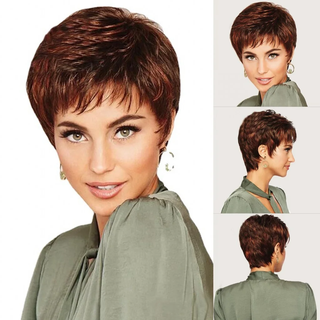 Jewtribute Hair®| Short Red Wine Brown  Hair Wigs for Black Women