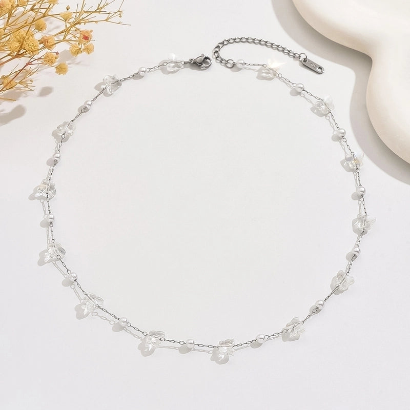 Elegant Butterfly 304 Stainless Steel Necklace Cable Chain