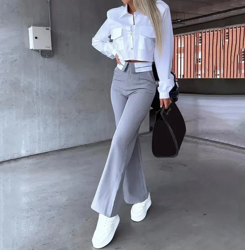 Uveng Lady Women's Pant Sets 2 Pieces New Holiday Style Short Blazers Coat + Straight Pants Suit 2023 Spring Womens Outfits