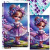 Fleur violette fille-ronde drill diamond painting-40 * 70cm (grande taille)
