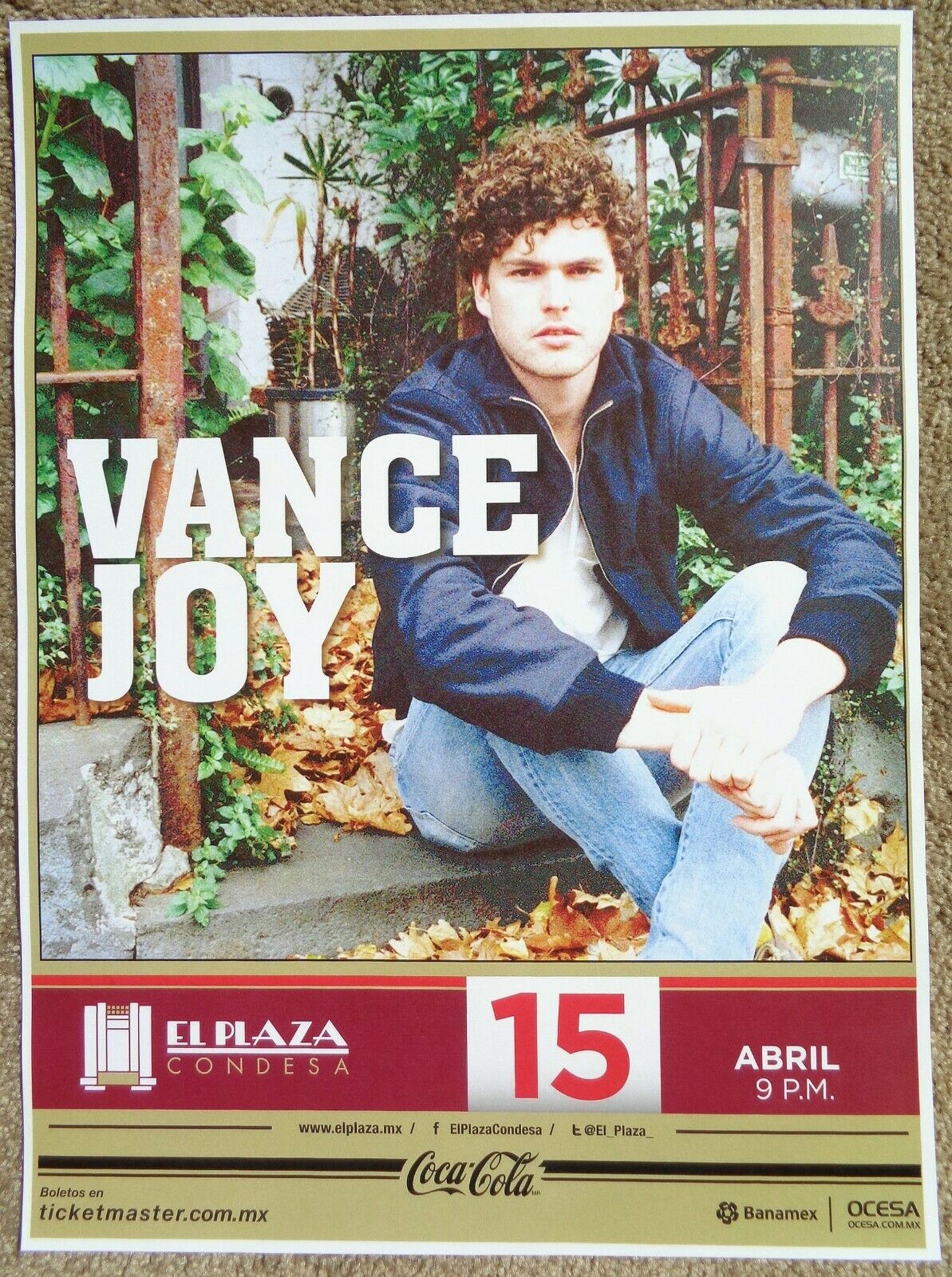 VANCE JOY 2015 Gig POSTER Mexico City Concert