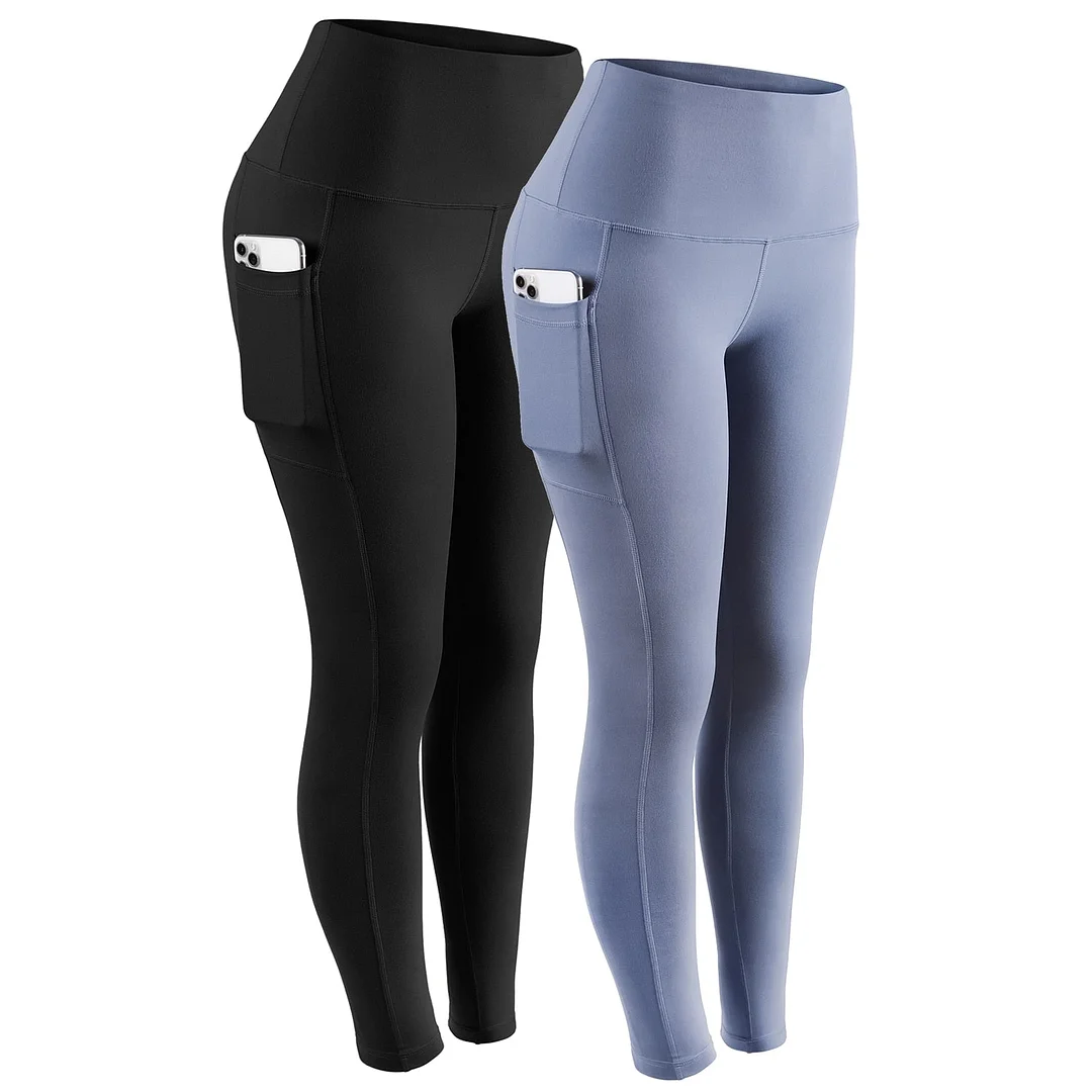 ATHVOTAR Middle Waist Leggings With Pocket Elastic Women Leisure Type Push Up Leggings Women Gym Hip Fitness Pants