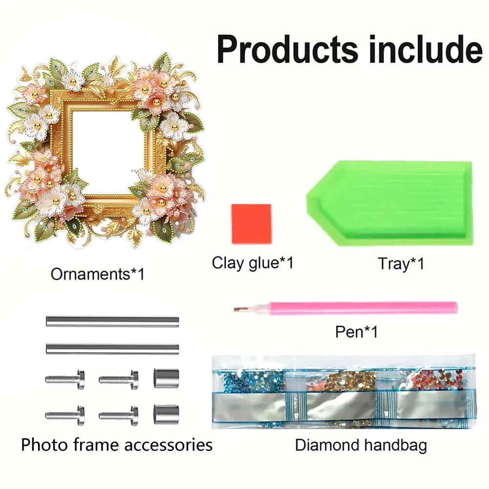 DIY Floral Special Shape Diamond Painting Photo Frame Kits Bedroom Table Decor