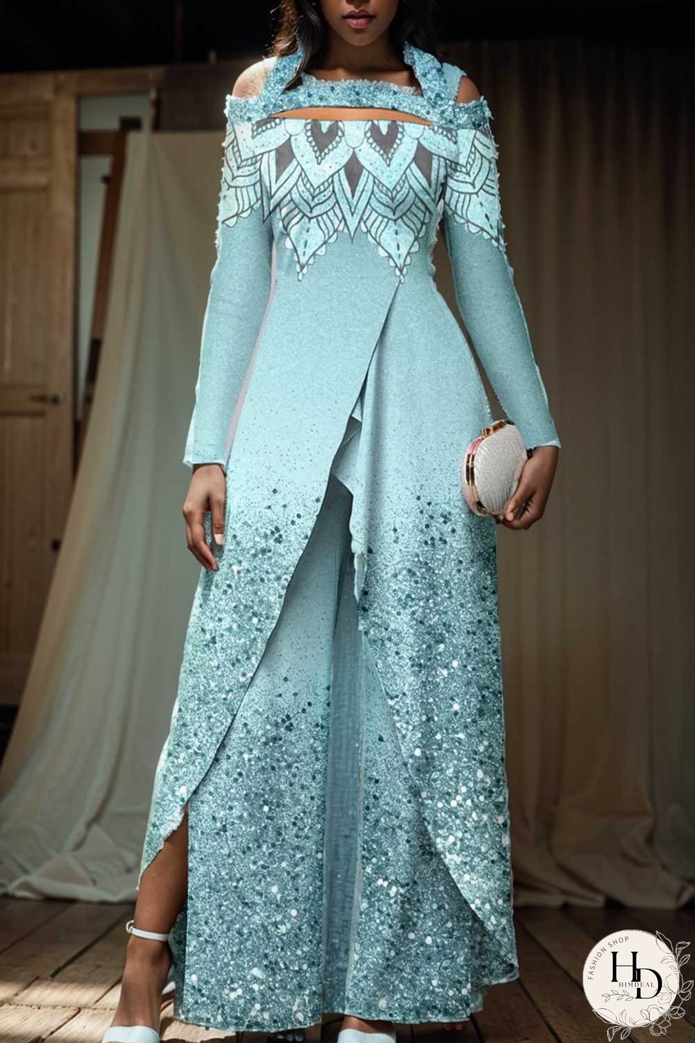 elegant gradient print off shoulder women s jumpsuit