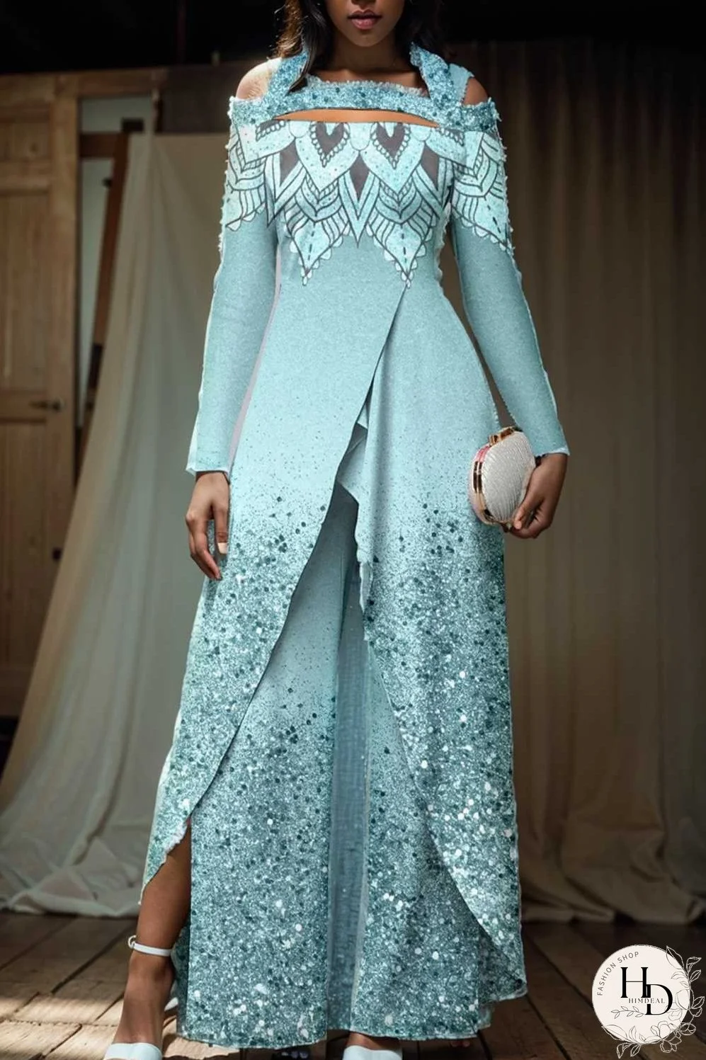 elegant gradient print off shoulder women s jumpsuit