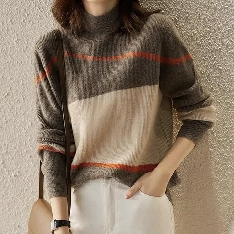 Vintage Coffee High Neck Sweater