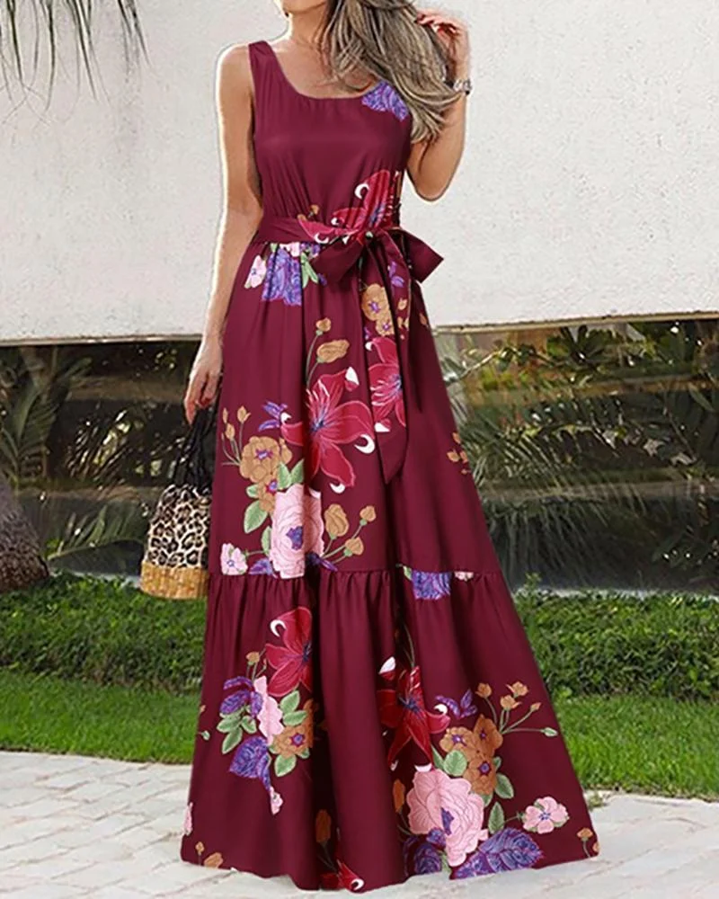 Casual Sleeveless Print Dress