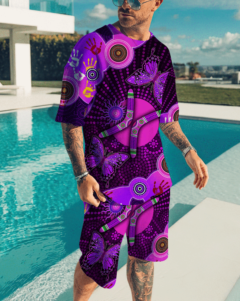 men's printed casual sports suit