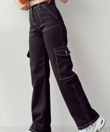 Thoval 2025New Fashion Women's Pants Elegant Mid Waist Three-Dimensional Pocket Waist Cinching Work Pants Female Trouser Casual Bottom