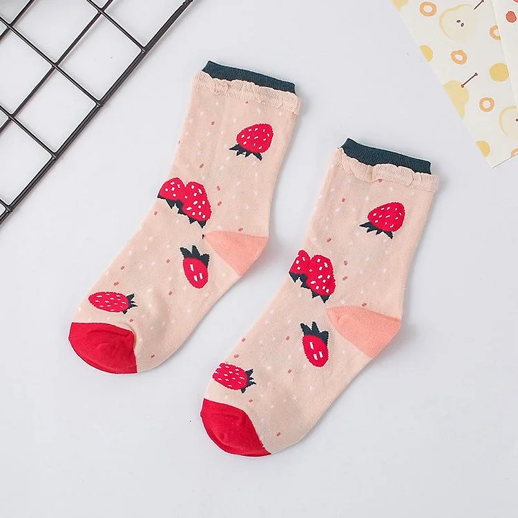 Cartoon Fruit Cotton Socks