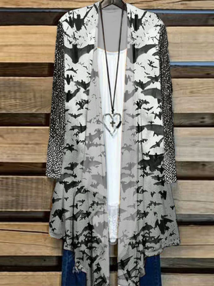 VChics Women's Vintage Bat Print Kimono