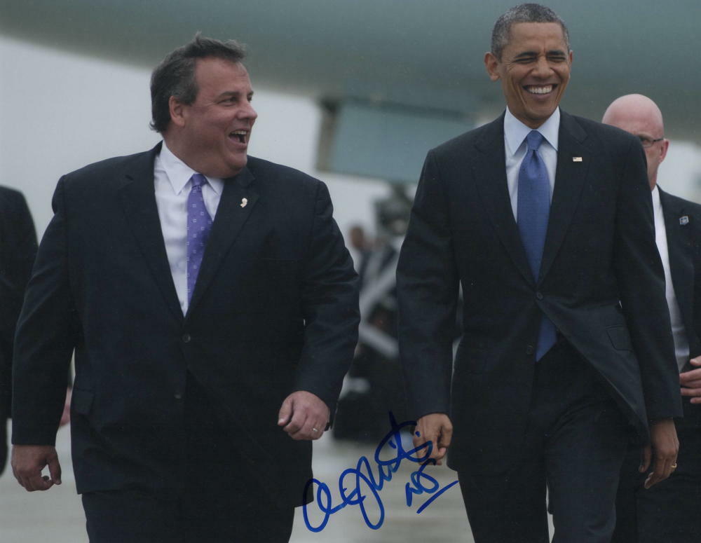 CHRIS CHRISTIE SIGNED AUTOGRAPH 11x14 Photo Poster painting - GOVERNOR, 2020, BARACK OBAMA TRUMP