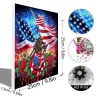 Diamond Painting-DIY Framed Crystal Rhinestone American Flag and Soldiers(25x25cm)