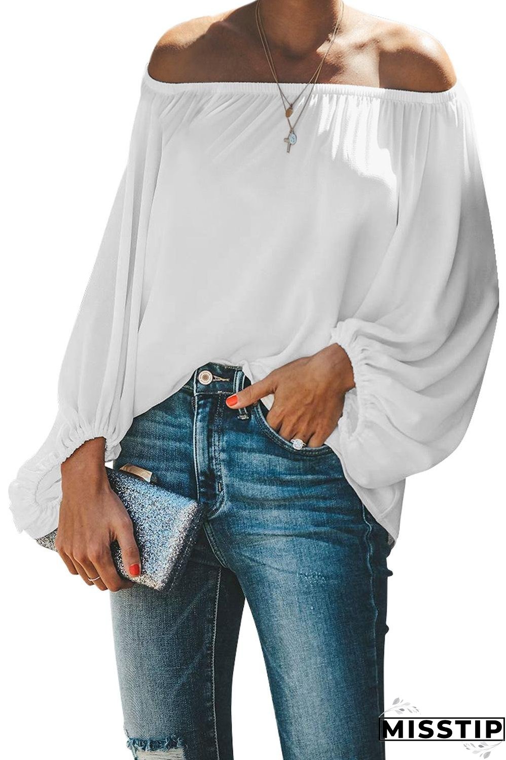 Versatile White Off-Shoulder Shirt