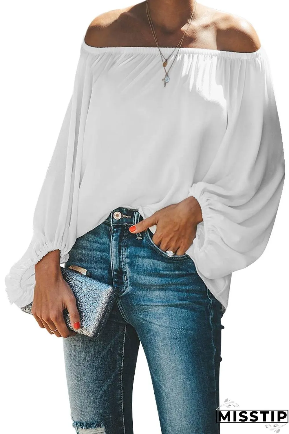 Versatile White Off-Shoulder Shirt