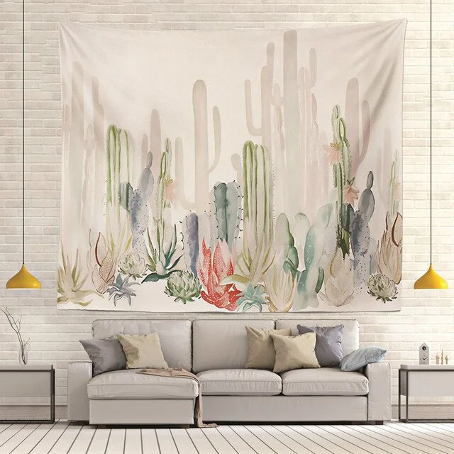 Cactus Succulents Tapestry Summer Succulents Wall Decor Tropical Landscape Wall Hanging Tapestries Picnic Blanket Wall Cloth
