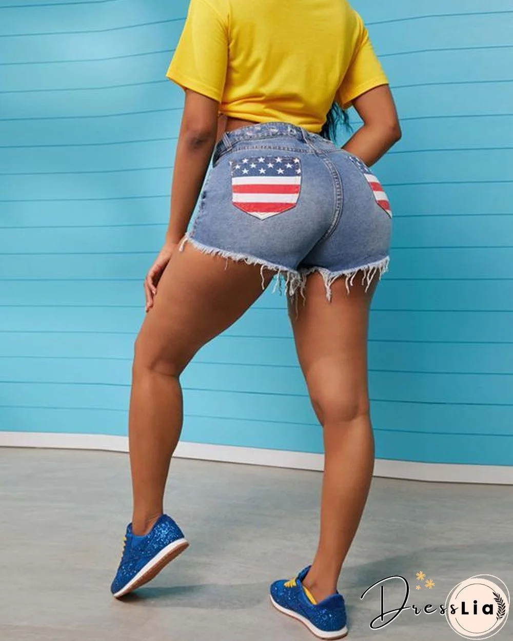 Women's Flag Printed Pocket Shorts