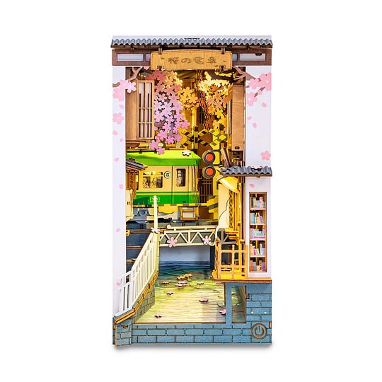  Robotime Online Rolife Sakura Densya 3D Wooden DIY Miniature House Book Nook TGB01
