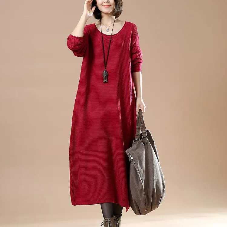 winter cute red baggy sweaters knit maxi dresses new plus size clothing