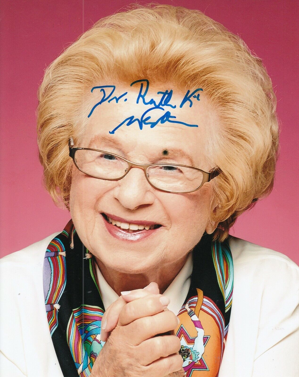 RUTH WESTHEIMER signed (SEX THERAPIST) Holocaust Survivor 8X10 Photo Poster painting W/COA #1