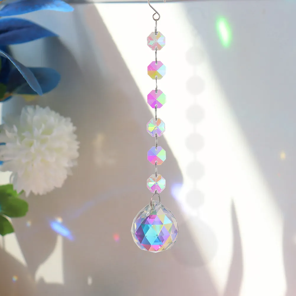 Crystal Wind Chimes Ornament AB Color Beads Hanging Pendant Kids Room Decor