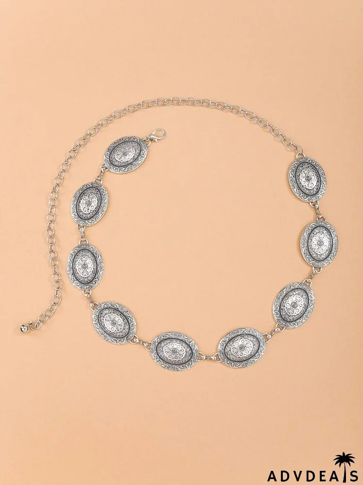 Textured Metal Oval Chain Belt