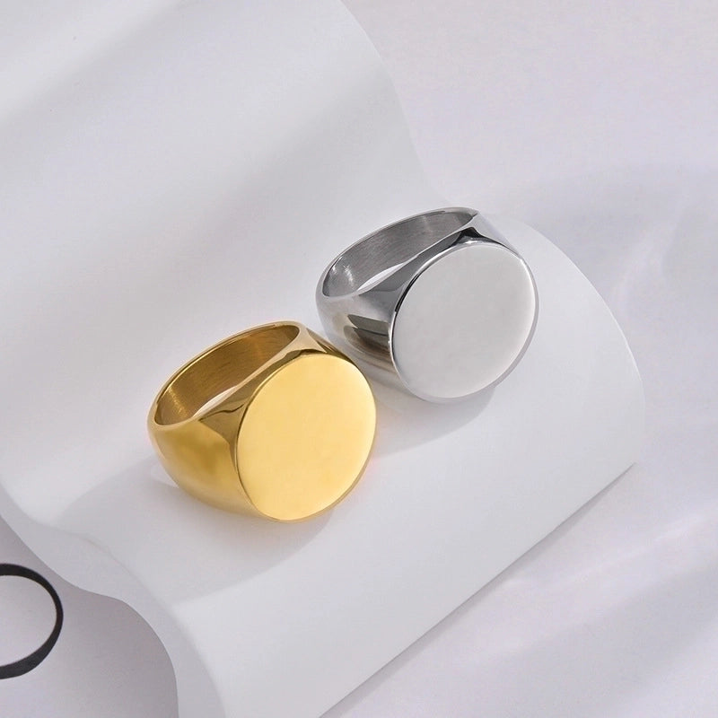 Retro Minimalist Square Oval 304 Stainless Steel Plating 18K Gold Plated Unisex Wide Band Rings Rings