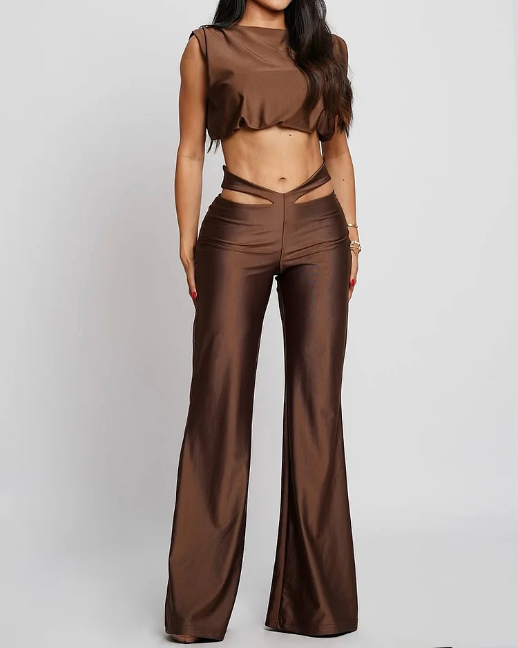 Casual solid color two piece suit