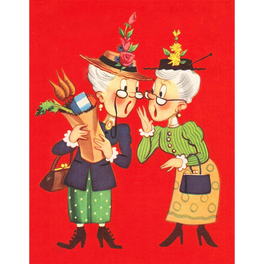 Full Square Diamond Painting 20*30cm - Two Old Ladies