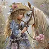 Girl And White Horse-11CT Stamped Cross Stitch 40*40cm/15.75*15.75in tapestrymarket