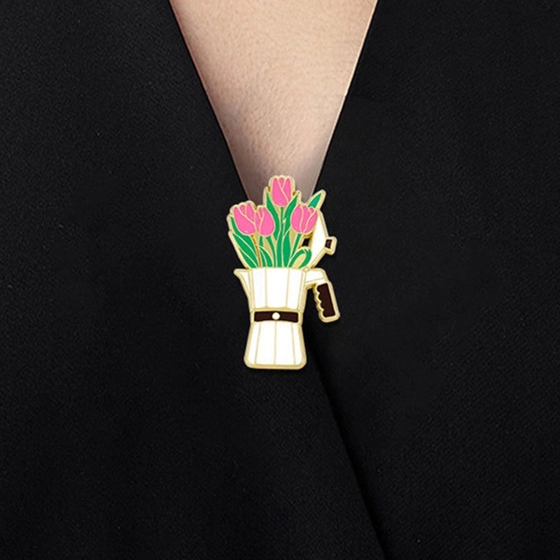 Elegant Cartoon Style Sweet Pin Sunflower Rose Flower Alloy Stamping Stoving Varnish Plating Unisex Badge Brooches Collar Pin