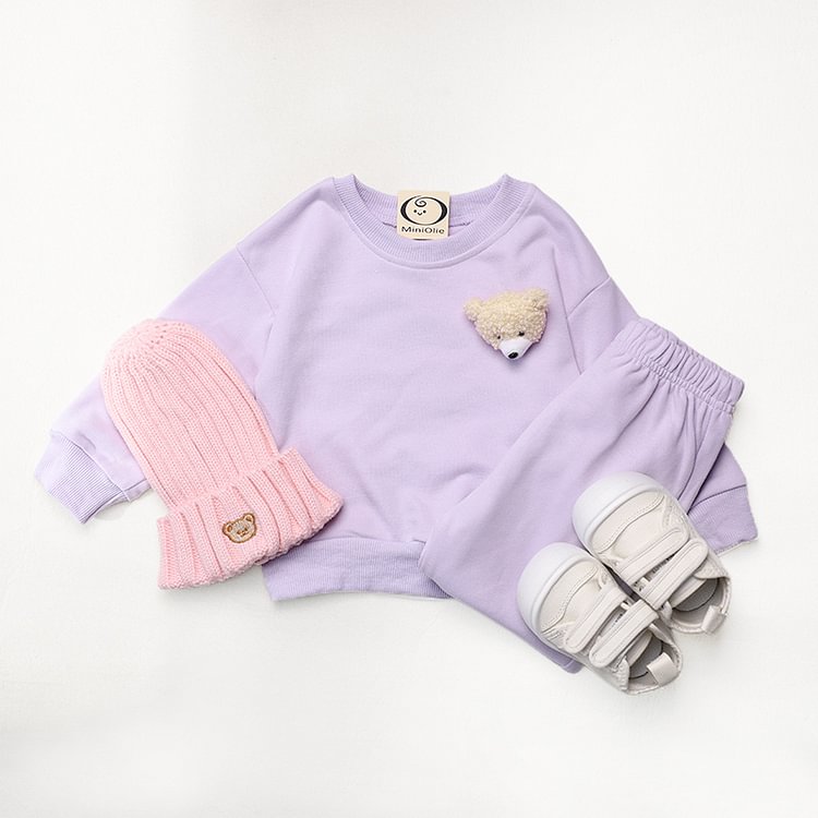 Baby Sweatshirt Set with Bear Doll