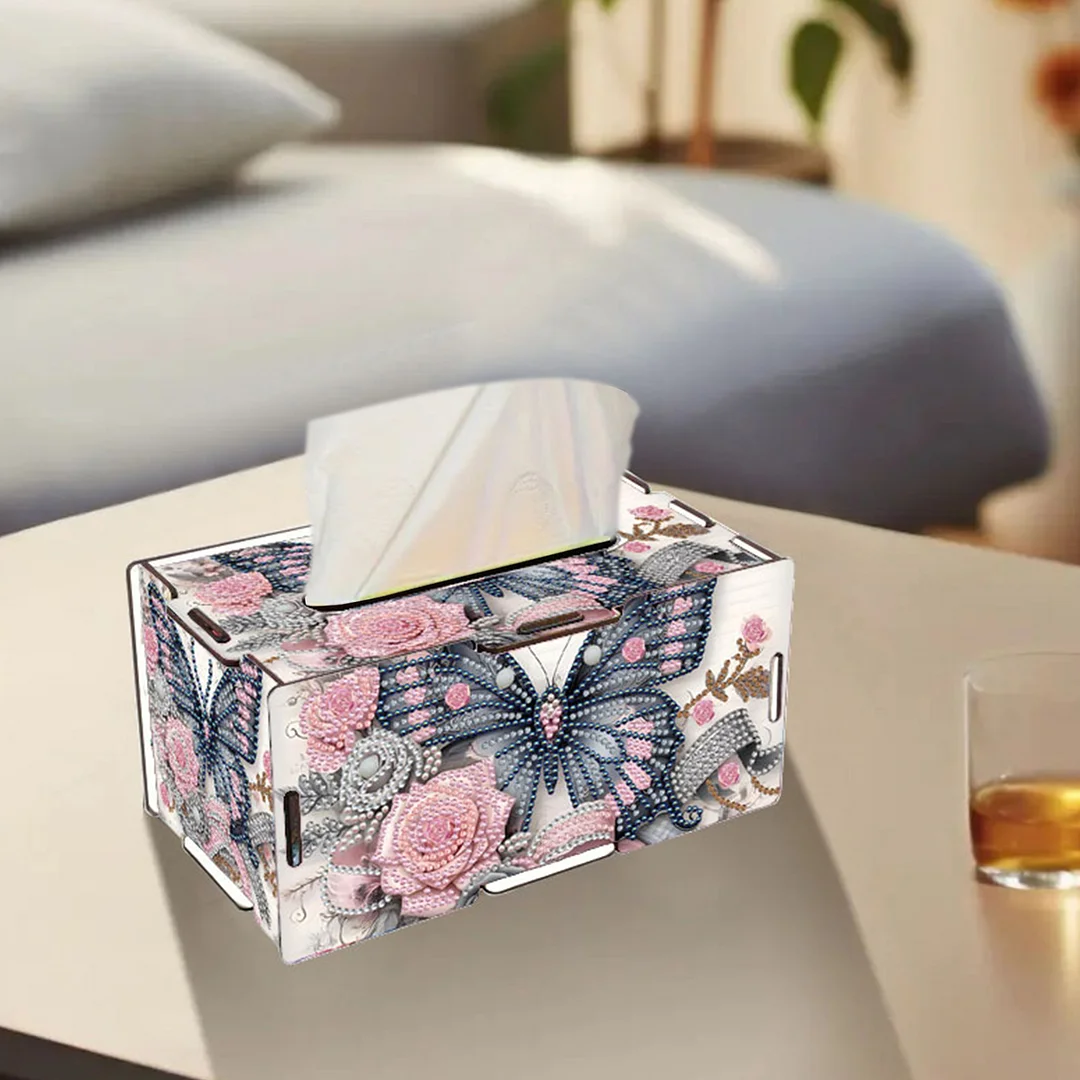 Flower Butterfly DIY Diamond Art Paper Towel Holder for Home and Office Decor