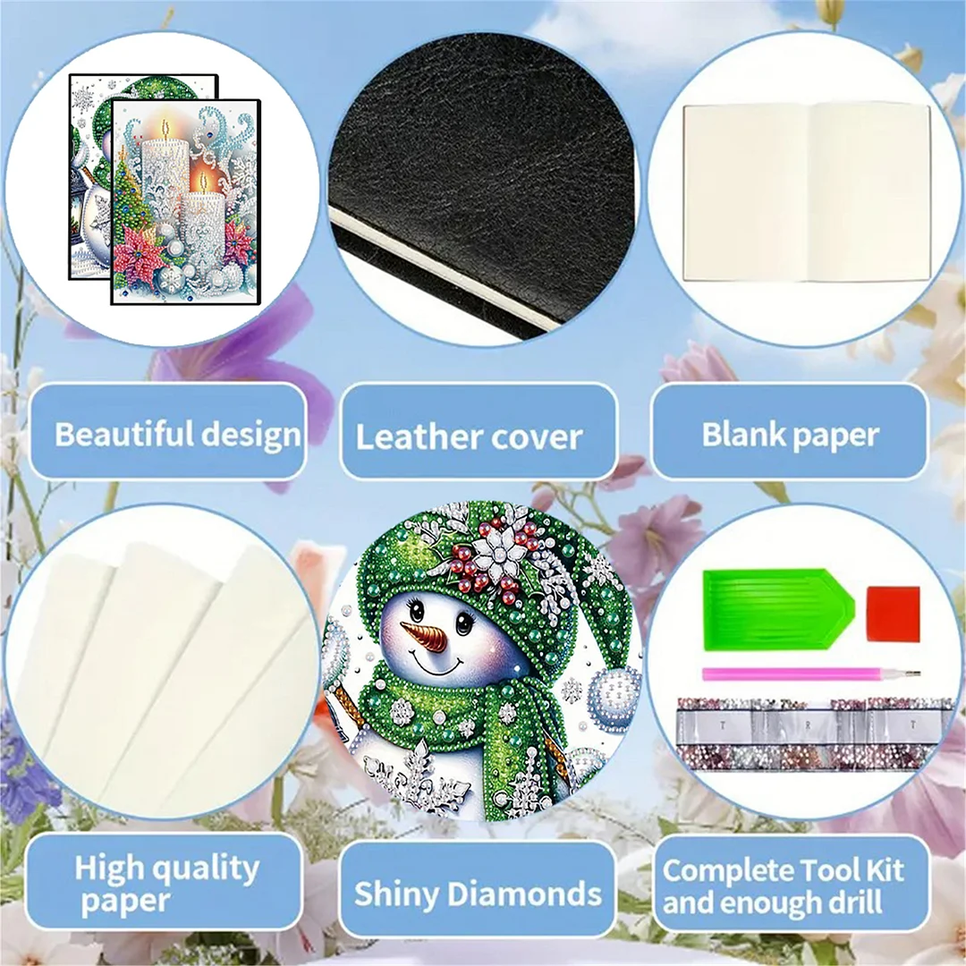 2pcs Snow Season Partial DIY 50 Pages A5 Diamond Painting Notebook for Study