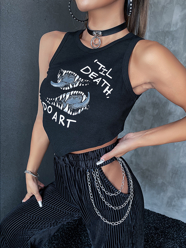 Til Death Graphic Printed Top
