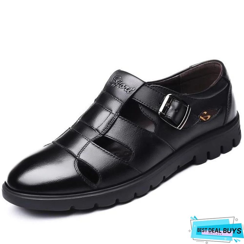 Men's Genuine Leather Sandals Plus Size Oxford Sandal Shoes