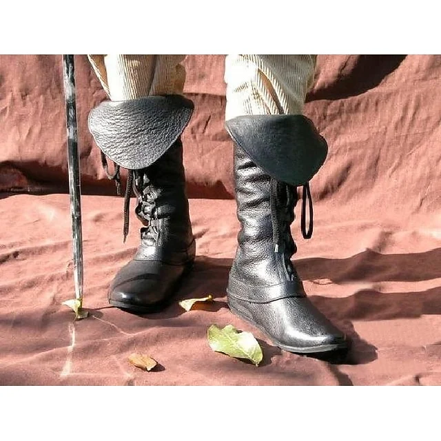 Medieval Renaissance Shoes Flat Jazz Boots Pirate Viking Crusader Fancy Dress Men's Unisex Celtic Pirate Masquerade Party / Evening Adults' Shoes