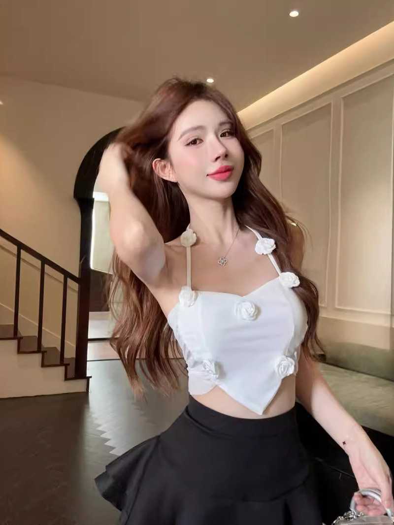 Ragparams Design Sense Three-dimensional Decoration Pure Desire Slim Backless Strapless Short Top Heart-shaped Small Suspender FW2F