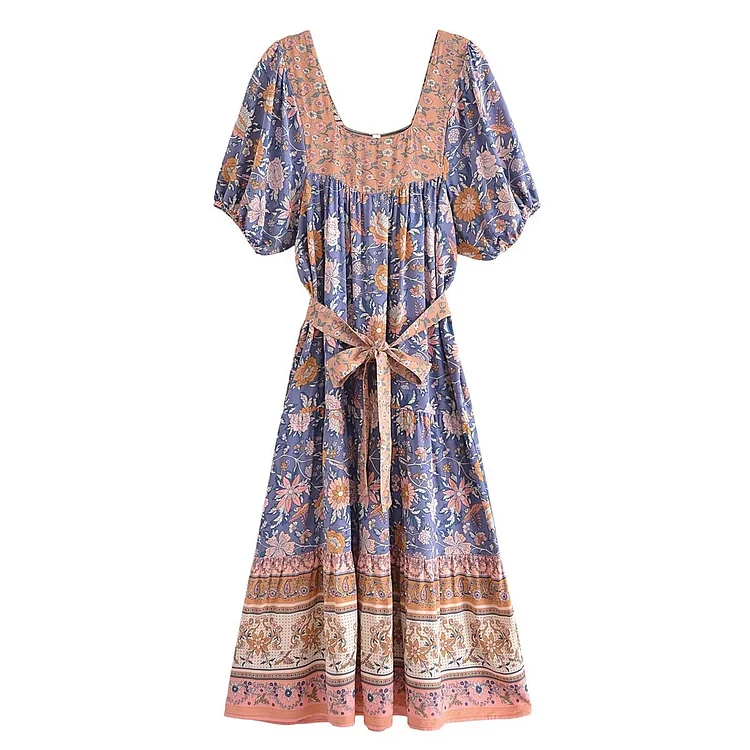 Luditu Midi Dress, Sundress, Scilla Elise in Pink and Blue