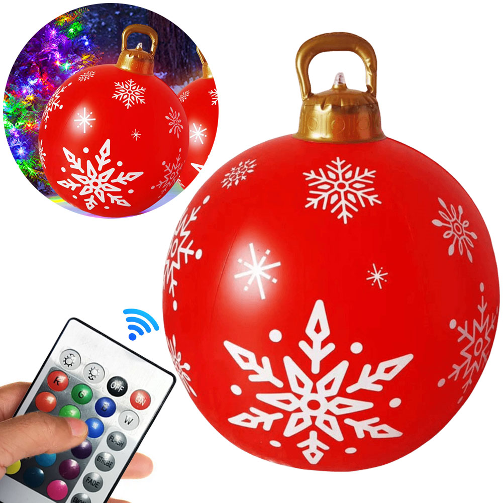 Tegooe 24 Inch LED Lighted Inflatable Christmas Ball - Giant PVC Outdoor Decor