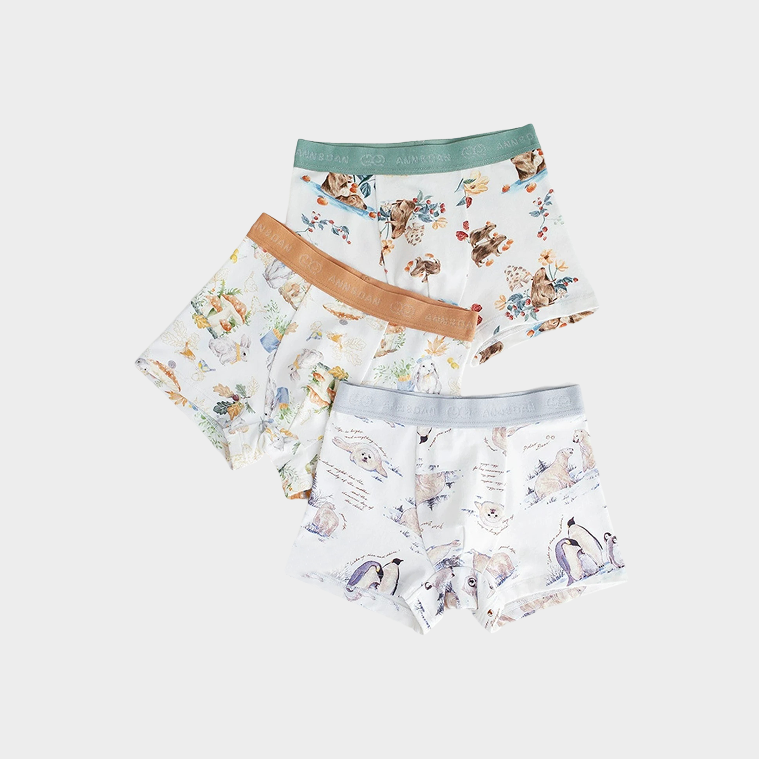 Woodland-Themed Bamboo Fiber Boys' Underwear 3-Pack REAL SILK LIFE