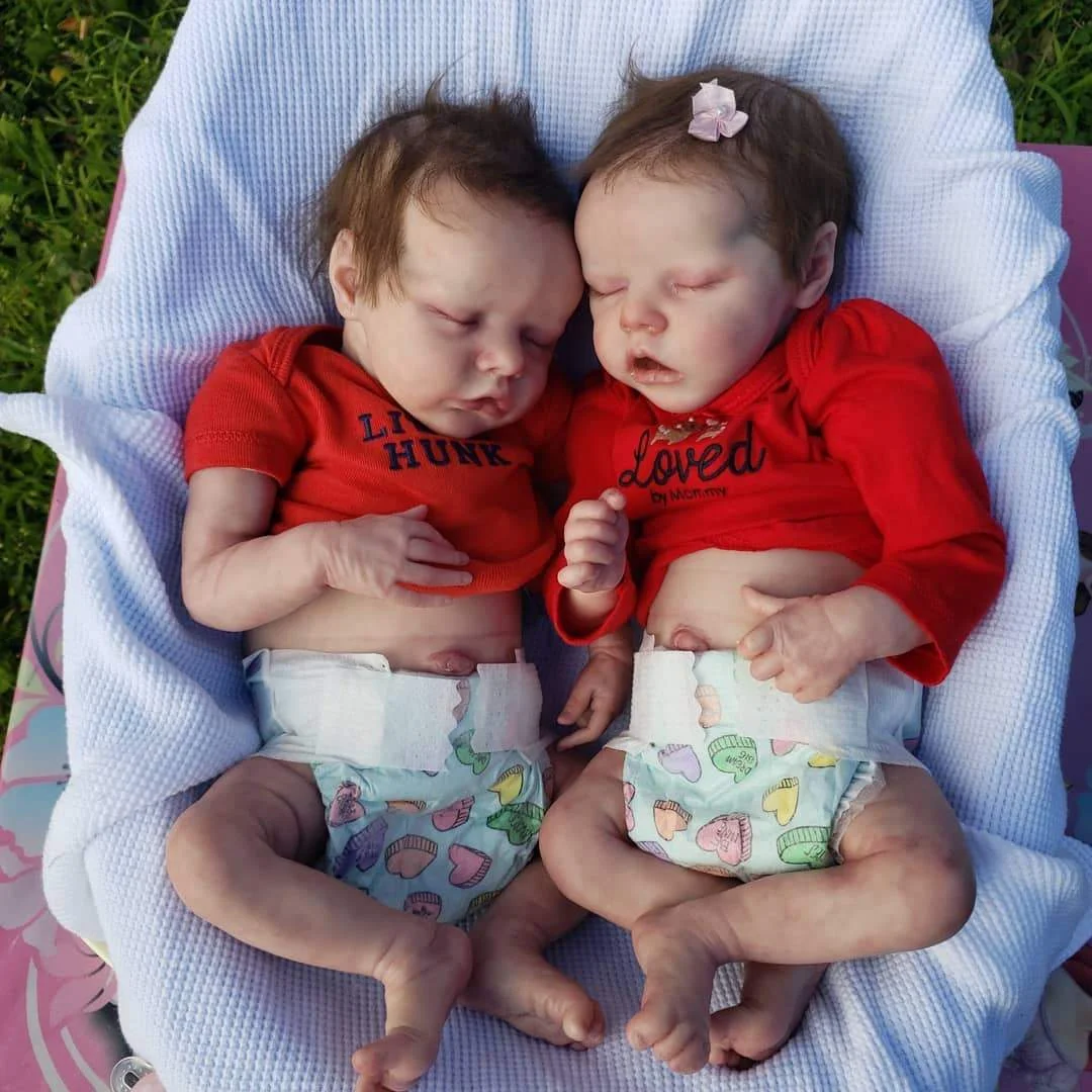 New 17'' Real Lifelike Twins Sister Washable Reborn Newborn Silicone Baby Doll Girl Toy Rocio and Lisa -Creativegiftss® - [product_tag] RSAJ-Creativegiftss®