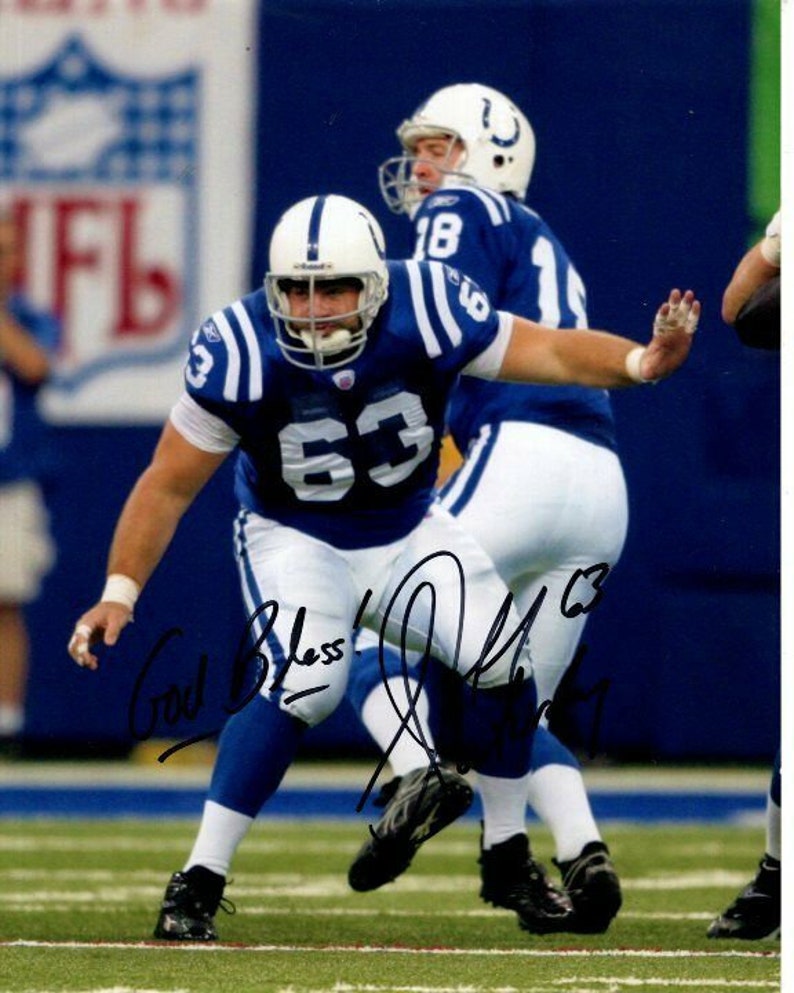 Jeff saturday signed autographed nfl indianapolis colts w peyton manning Photo Poster painting