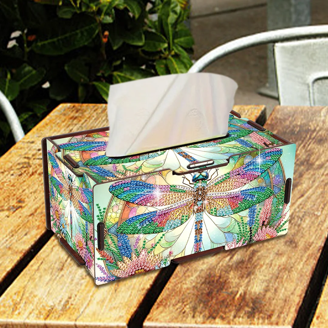 Wooden Diamond Painting Tissue Box for Home and Office Decoration (ZJH038)
