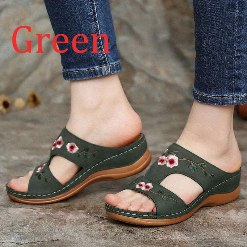 Sandals Women 2021 Woman Slippers Flower Platform Colorful Ethnic Flat Shoes Woman Comfortable Casual Fashion Sandals Female